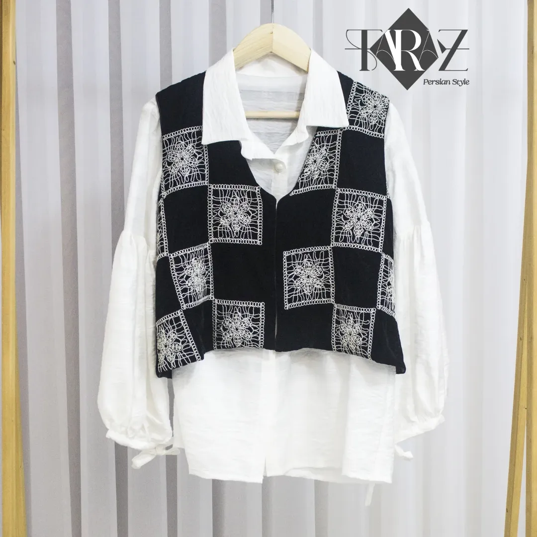 وست مخمل قلاب‌بافی مدل نغمه